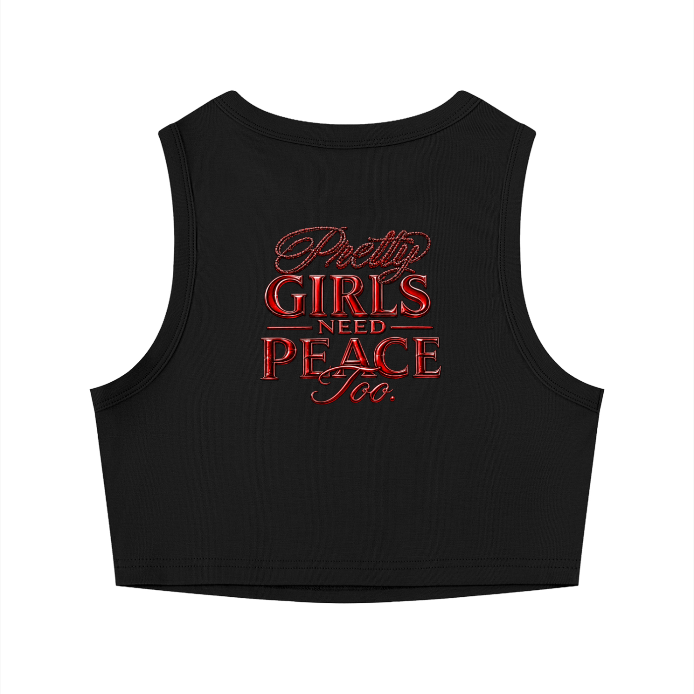 Pretty Girls Need Peace Women's Tight Crewneck Crop Tank Top