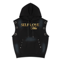 Self Love ( Gold Letters) Unisex Vintage Wash Sun Fade Sleeveless Hoodie