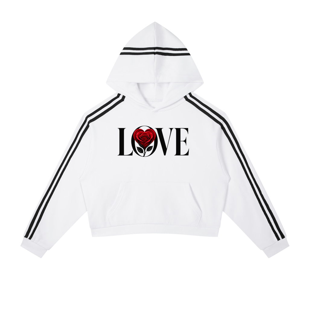 Love Contrast Side Stripe (Cropped Hoodie & Slit Skirt)  Set