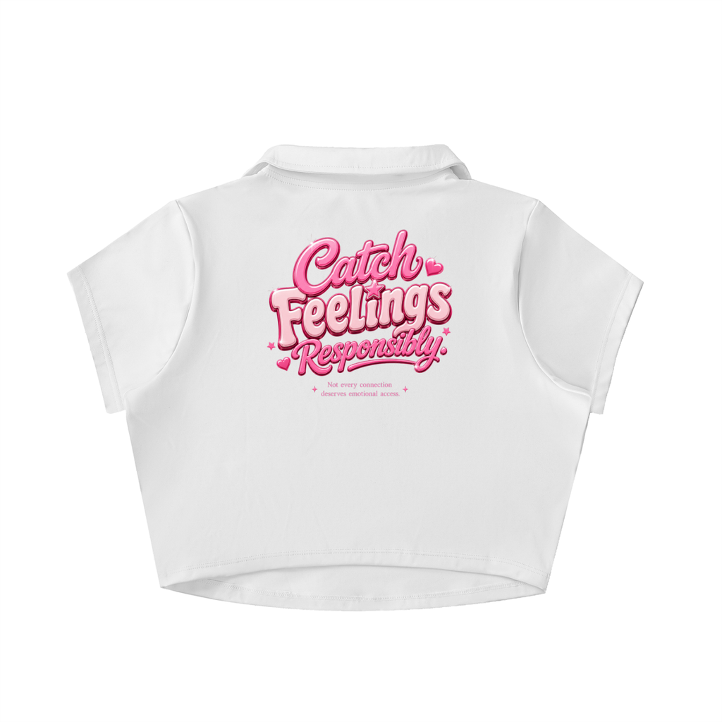Catching Feeling Responsibly V-Neck Lapel Crop Top