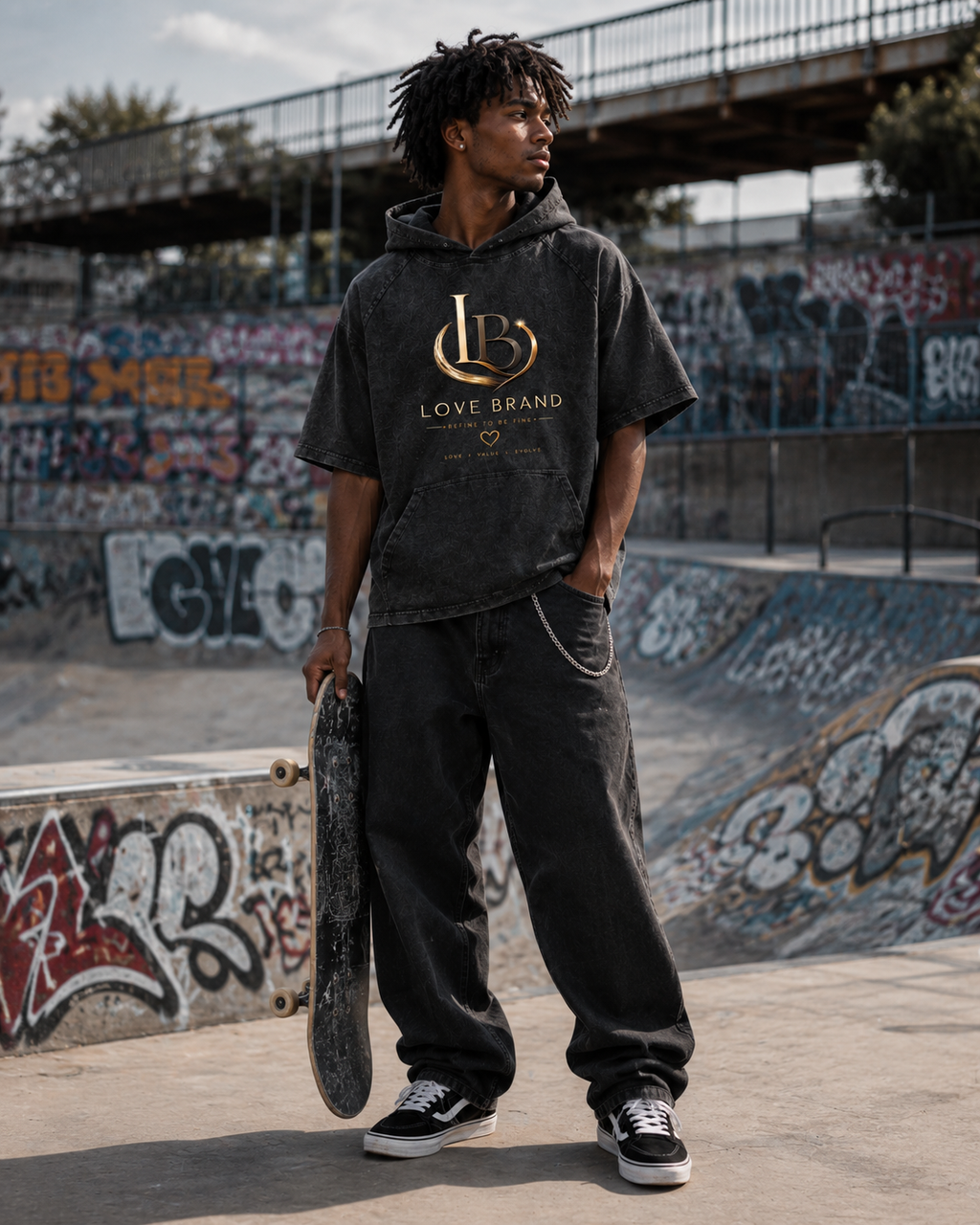 Love Brand Snow Washed Hooded Boxy T-Shirt