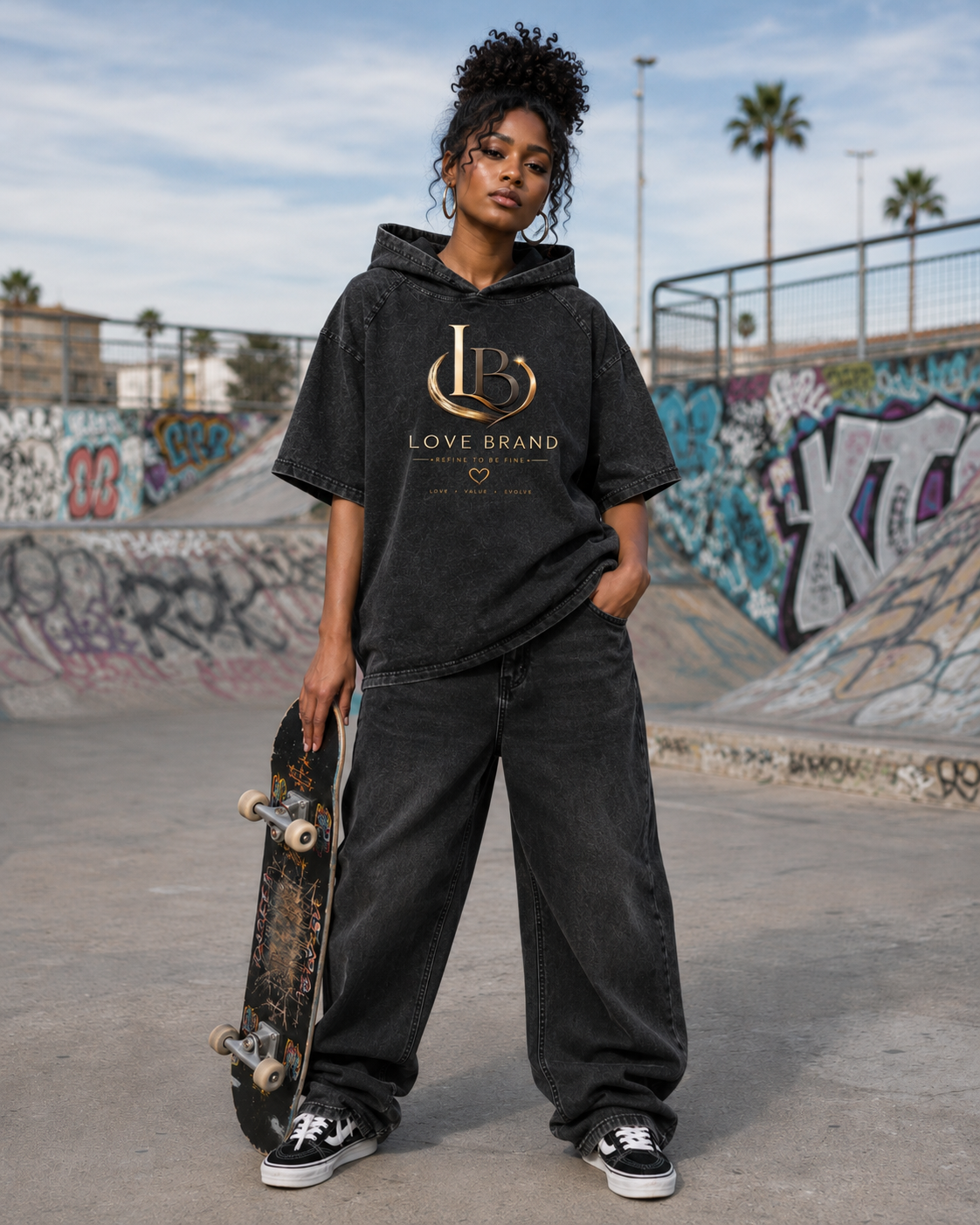 Love Brand Snow Washed Hooded Boxy T-Shirt