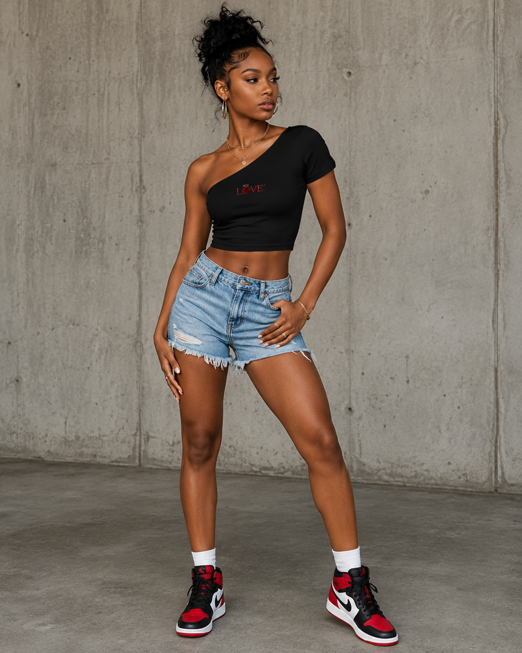 LOVE One-Shoulder Crop T-Shirt