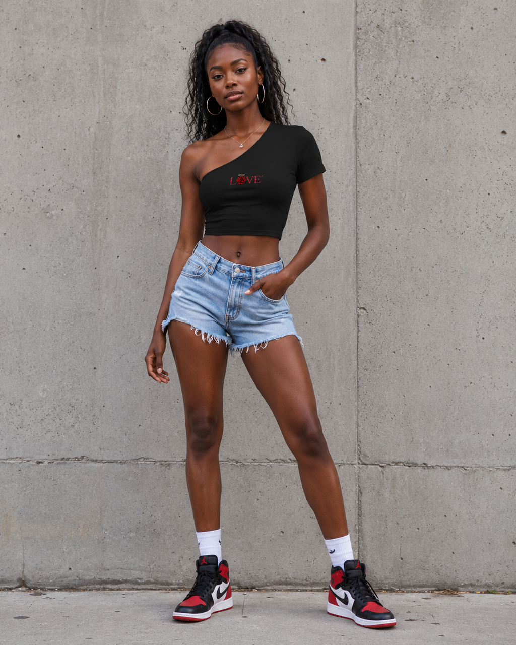 LOVE One-Shoulder Crop T-Shirt