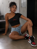 LOVE One-Shoulder Crop T-Shirt