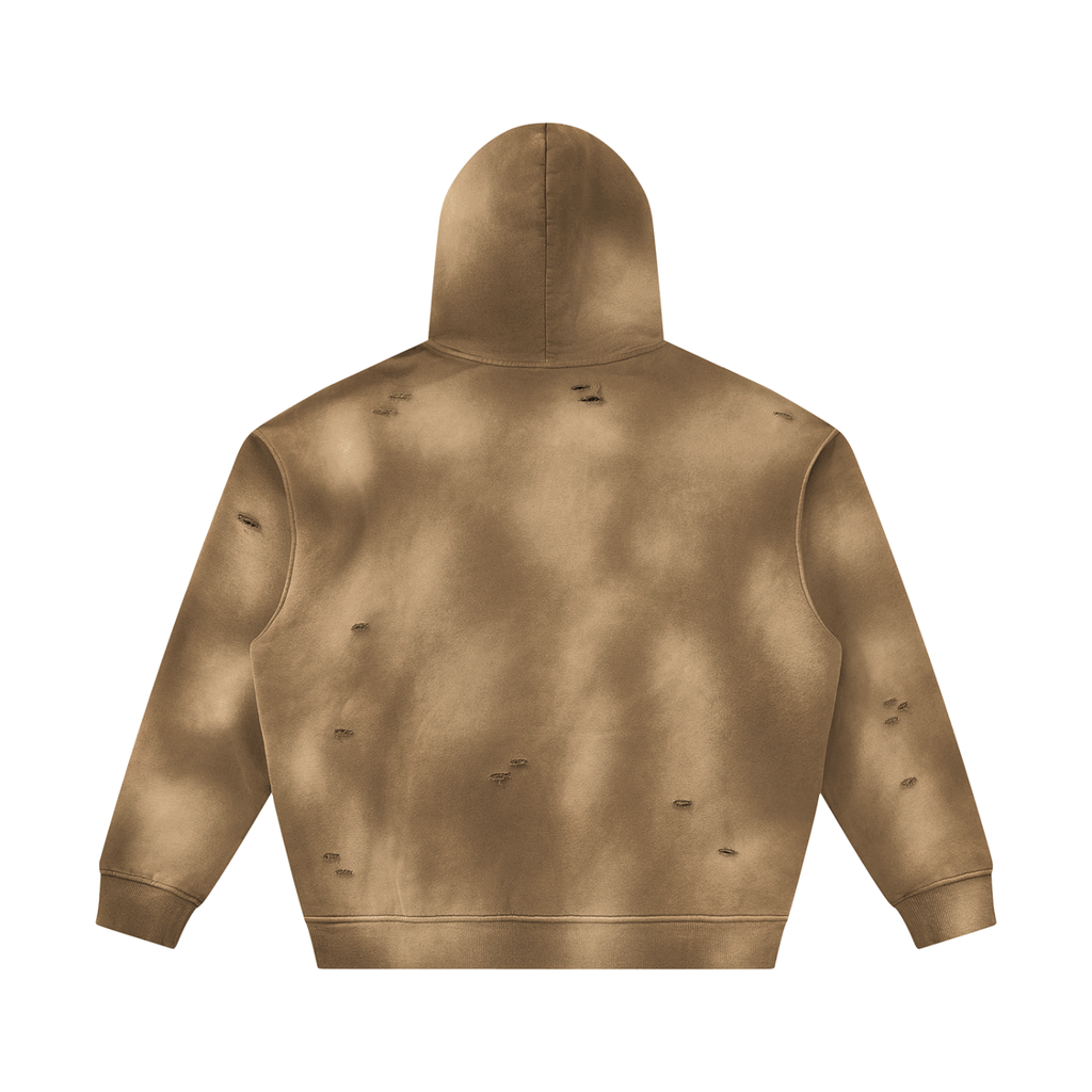 Love ( Gold Letters) Unisex Sunfade Frayed Fleece Hoodie