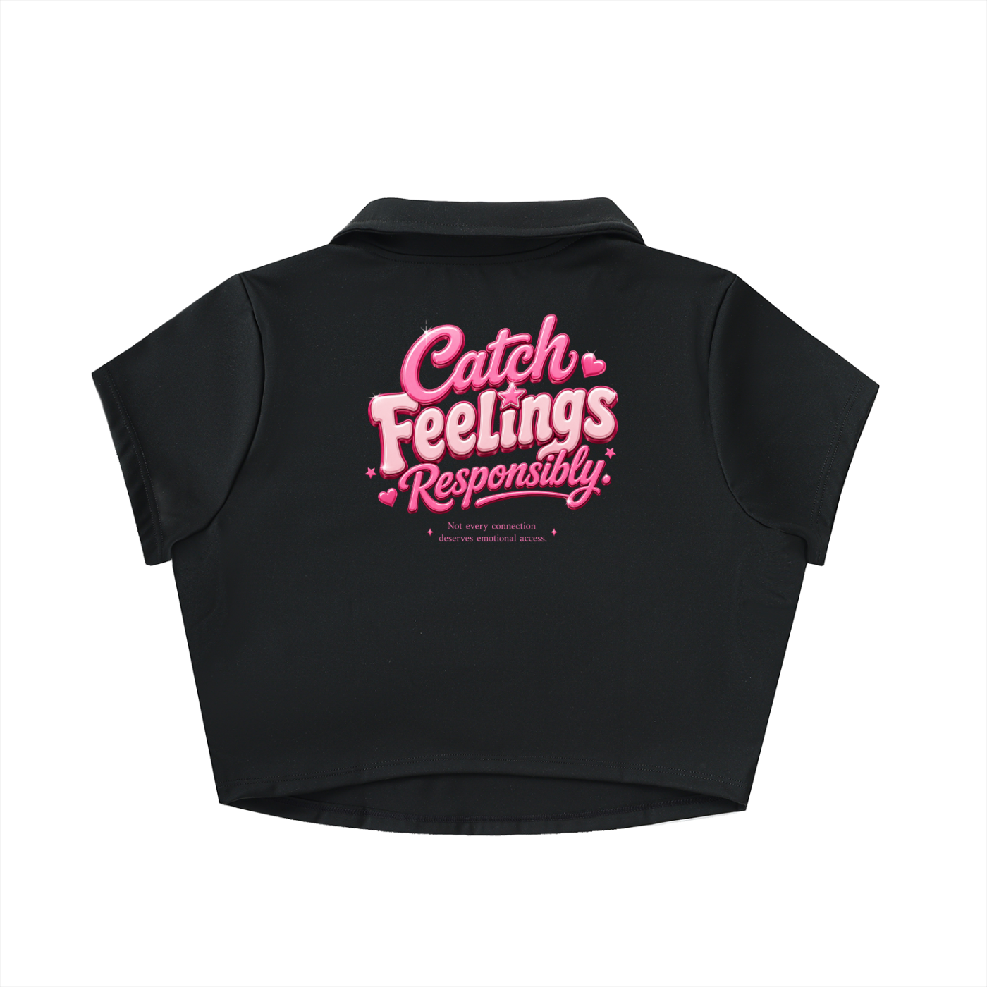 Catching Feeling Responsibly V-Neck Lapel Crop Top